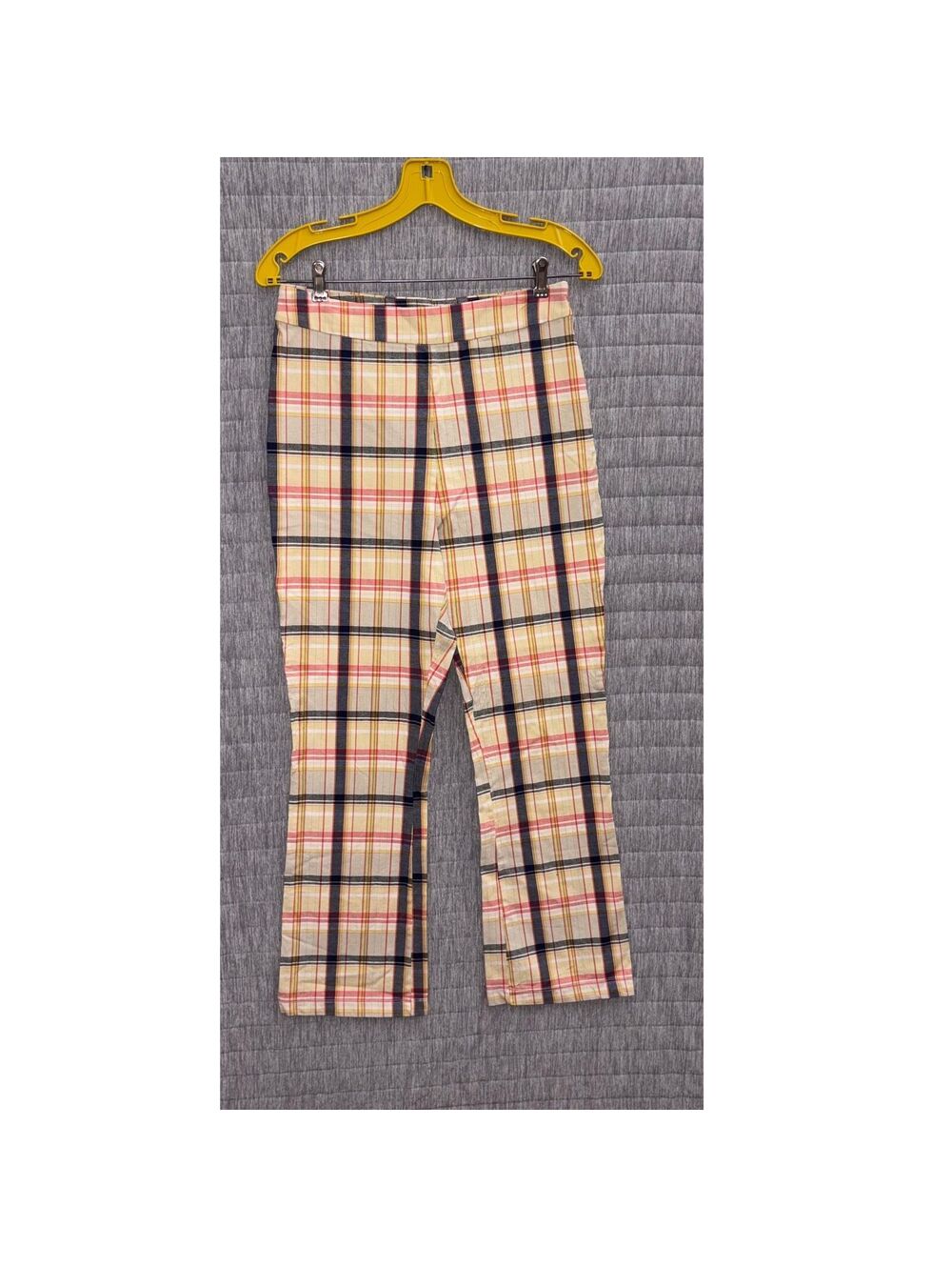 Urban Outfitters Plaid Straight Leg Pants Size 6 Yellow Navy Red Summer